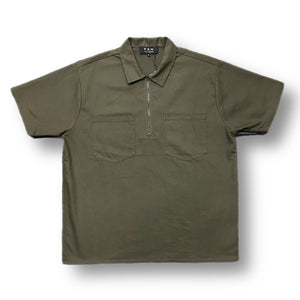 SOLID ZIP UP SHIRT - OLIVE