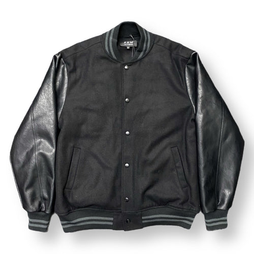 VARSITY JACKET LEATHER - BLACK/BLACK