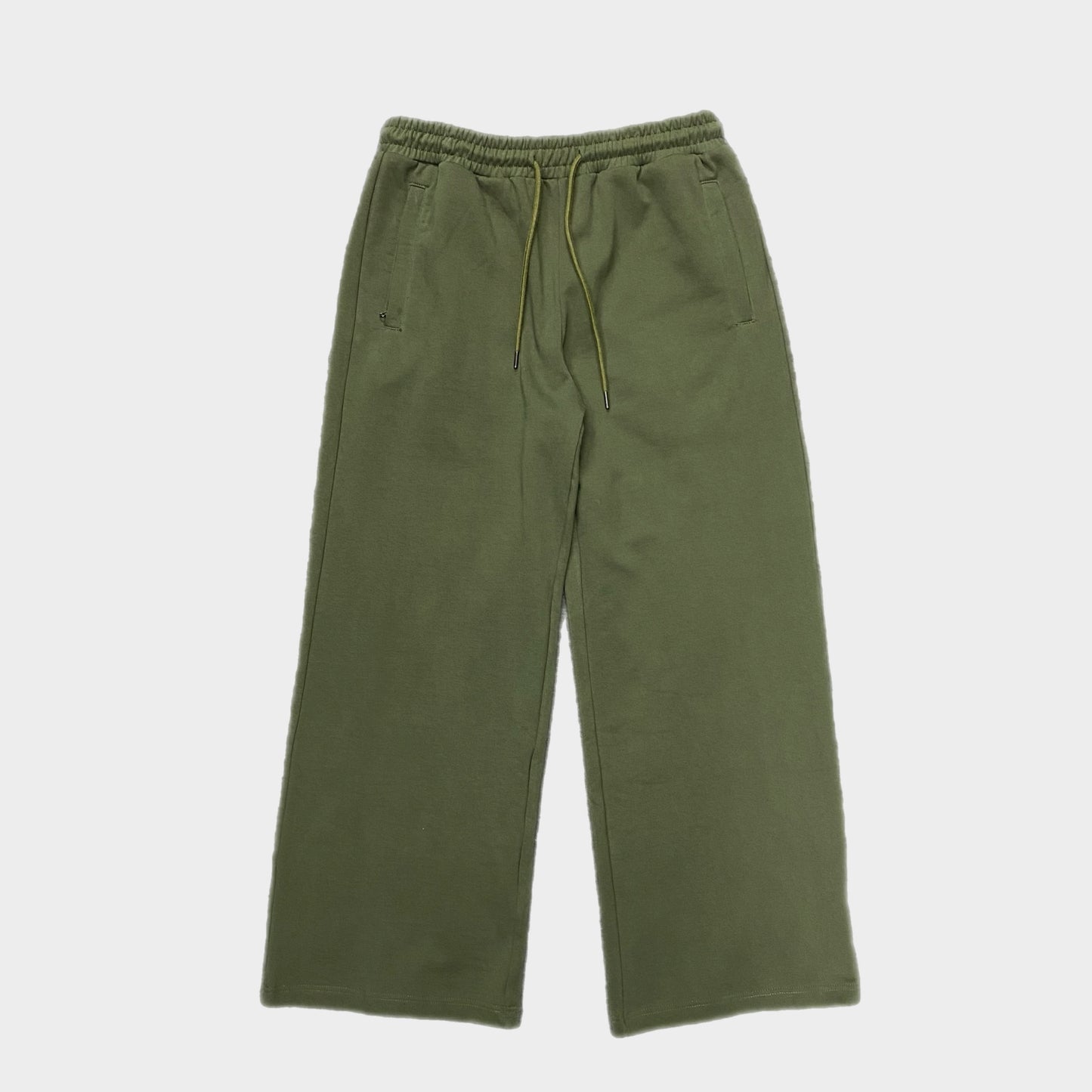 SUPER WIDE BAGGY SWEATPANT - OLIVE (MATCHES METAL ZIP CROP HOODIE)