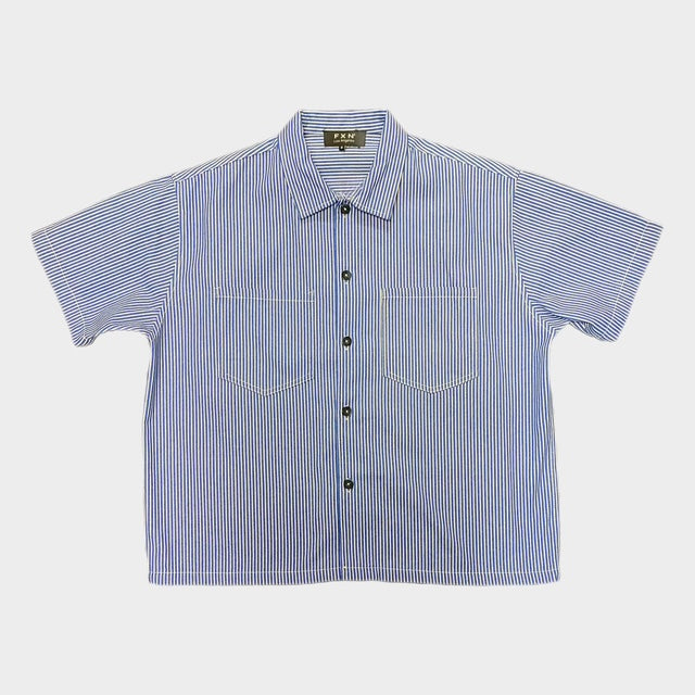 CROPPED HICKORY BUTTON UP - BLUE