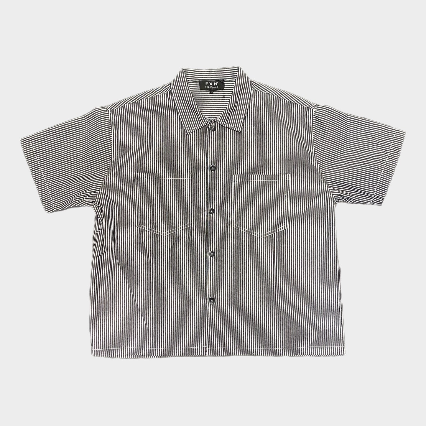 CROPPED HICKORY BUTTON UP - BLACK