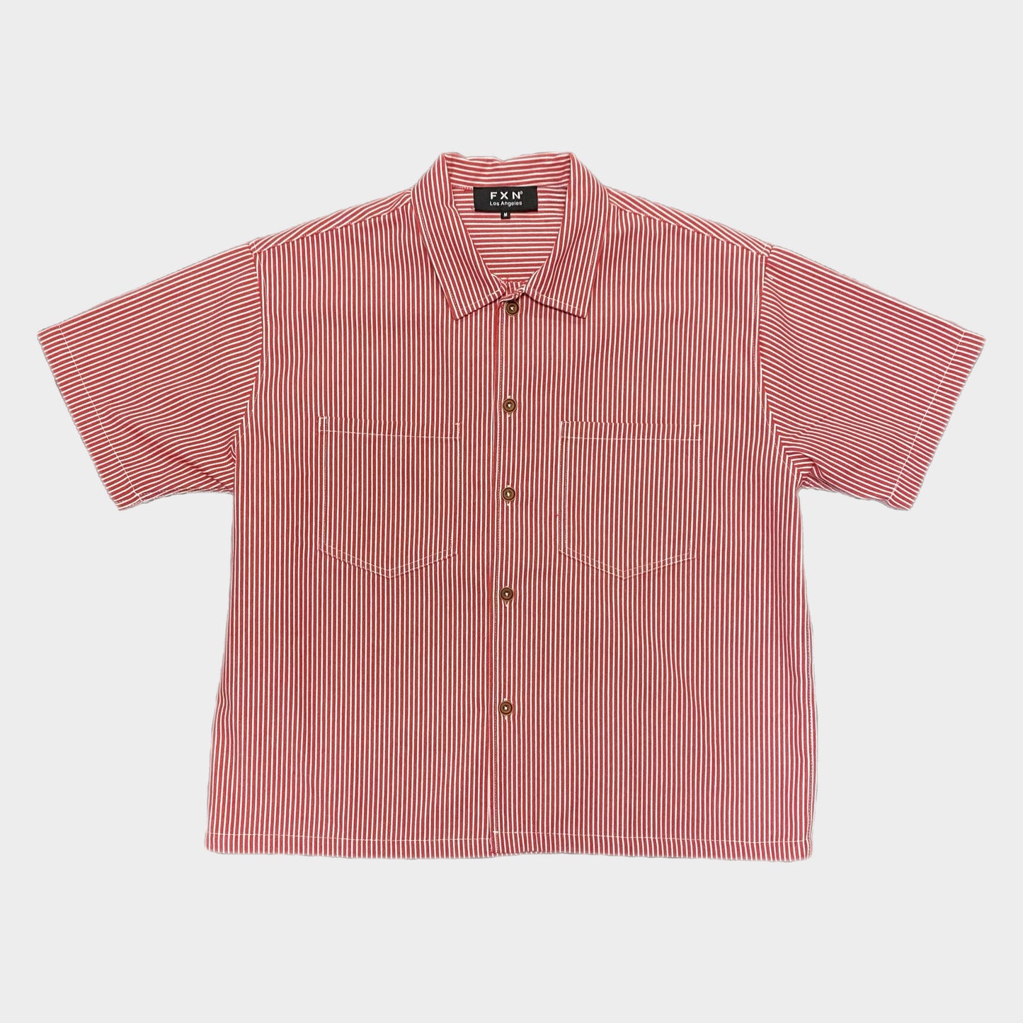 CROPPED HICKORY BUTTON UP - RED