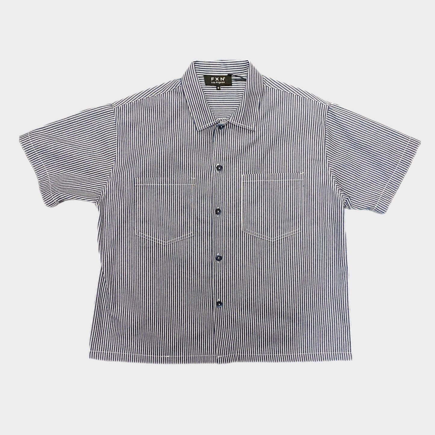 CROPPED HICKORY BUTTON UP - NAVY