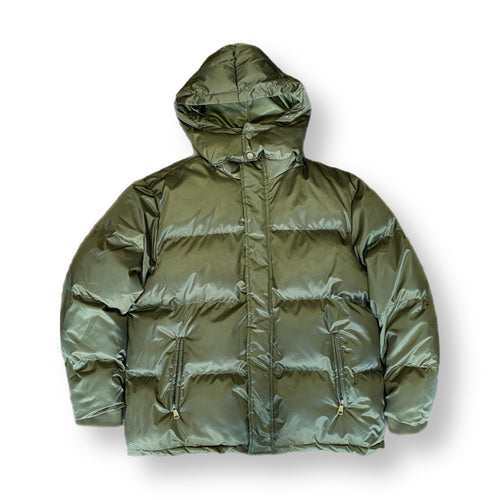 SATIN PUFF JACKET - OLIVE