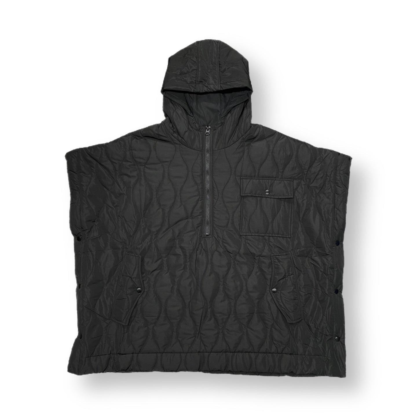 QUILTED PONCHO - BLACK