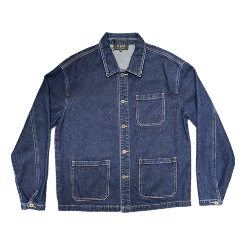 DENIM CHORE COAT - DARK BLUE