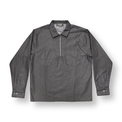 SOLID LONG SLEEVE WORK SHIRT - DENIM BLACK