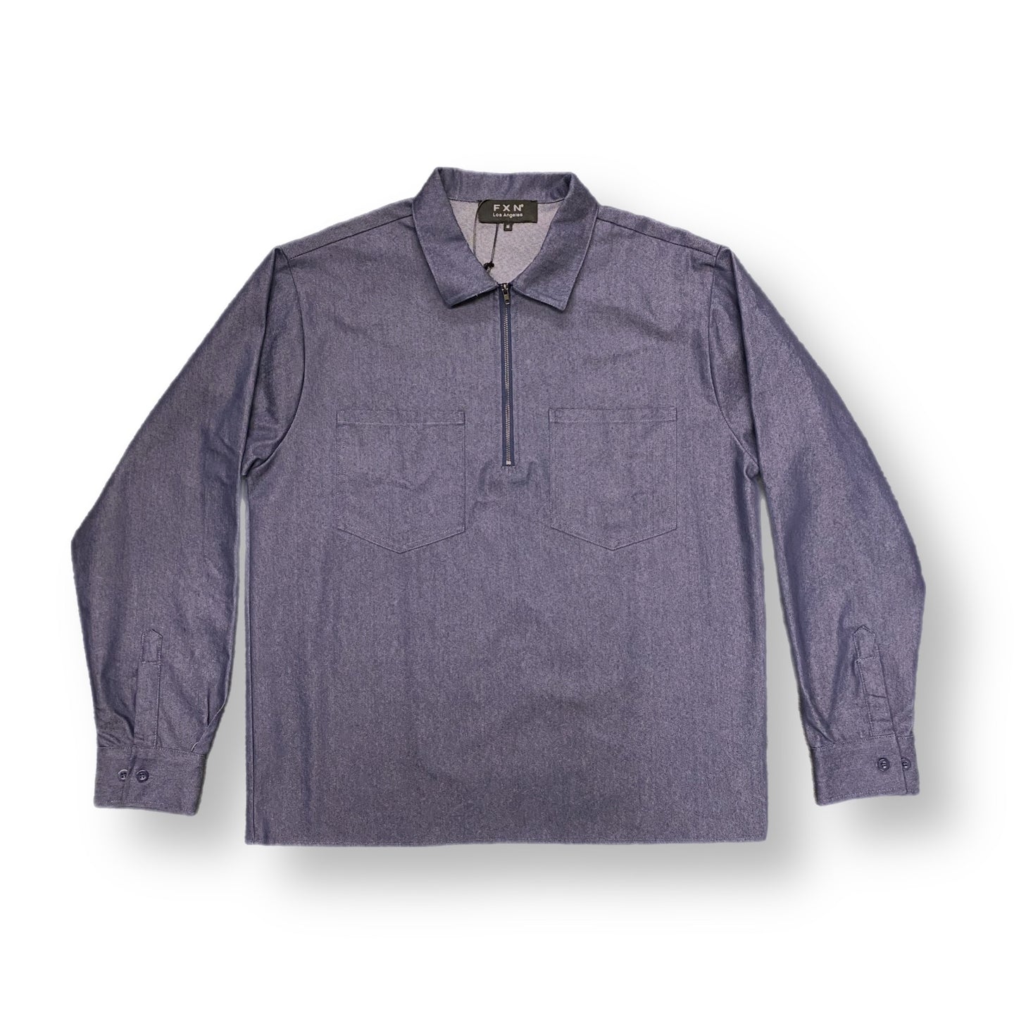 SOLID LONG SLEEVE WORK SHIRT - DENIM BLUE