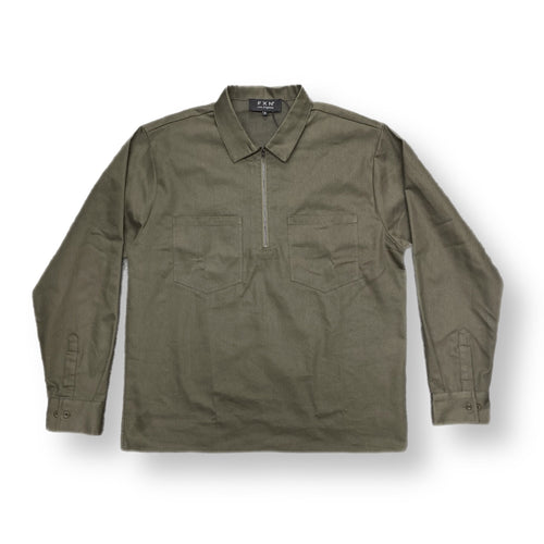 SOLID LONG SLEEVE WORK SHIRT - OLIVE