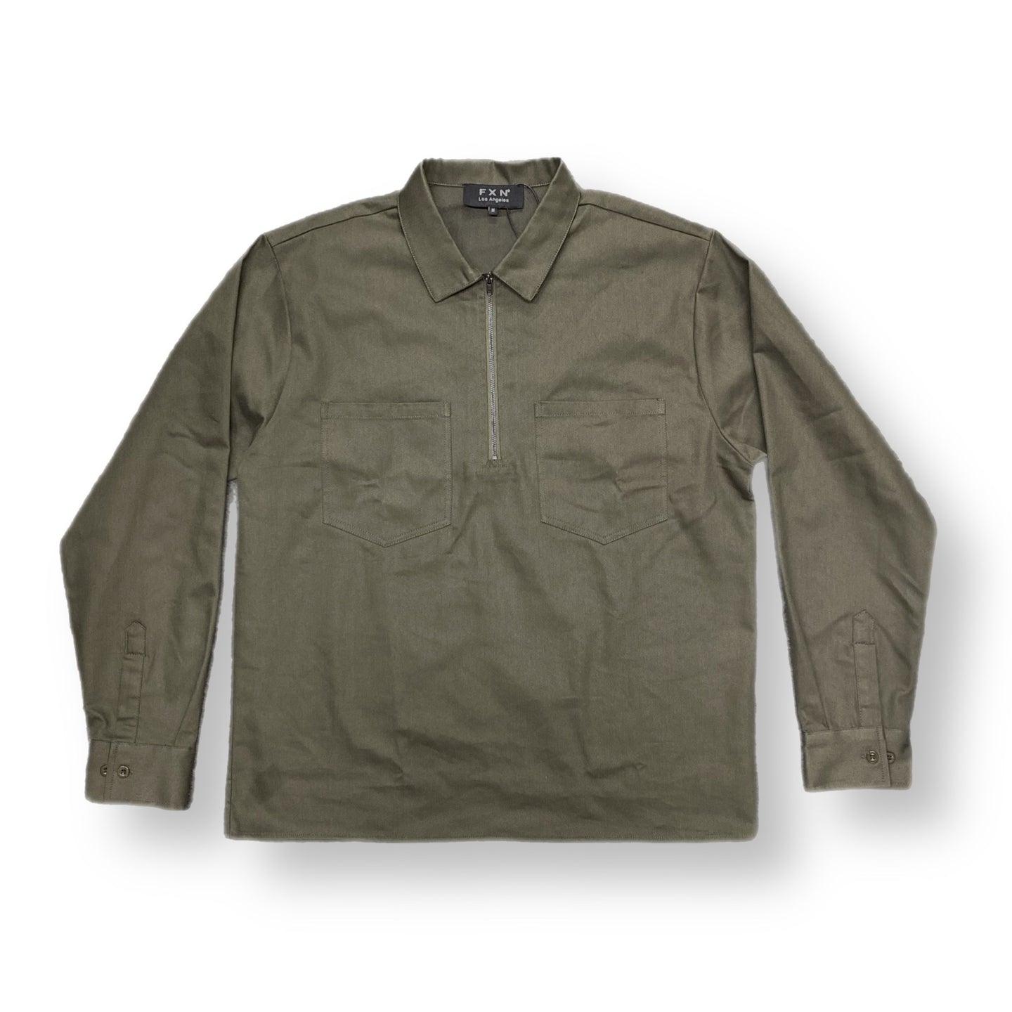 SOLID LONG SLEEVE WORK SHIRT - OLIVE