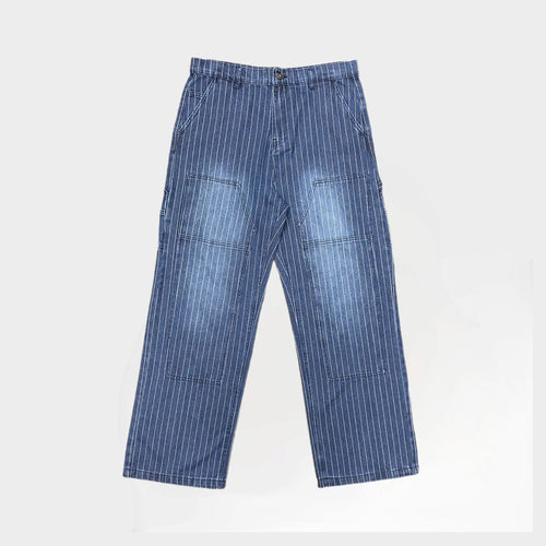 PINSTRIPE CARPENTER PANTS - DENIM BLUE