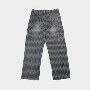 PINSTRIPE CARPENTER PANTS - DENIM BLACK