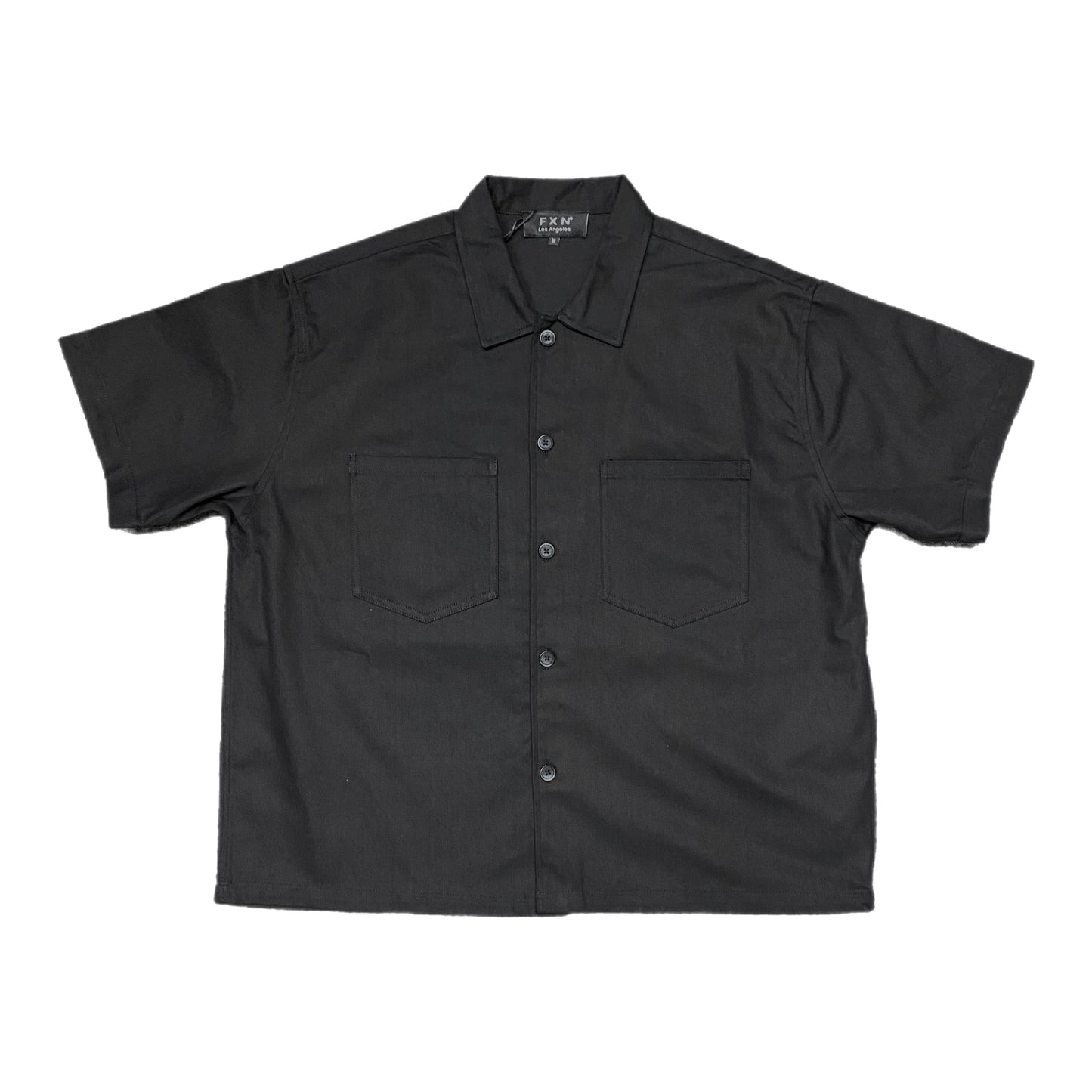 CROPPED BUTTON UP - BLACK