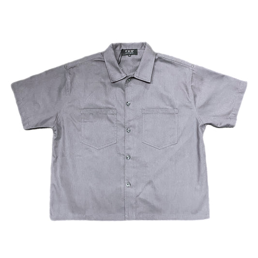 CROPPED BUTTON UP - CHARCOAL