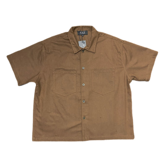 CROPPED BUTTON UP - BROWN