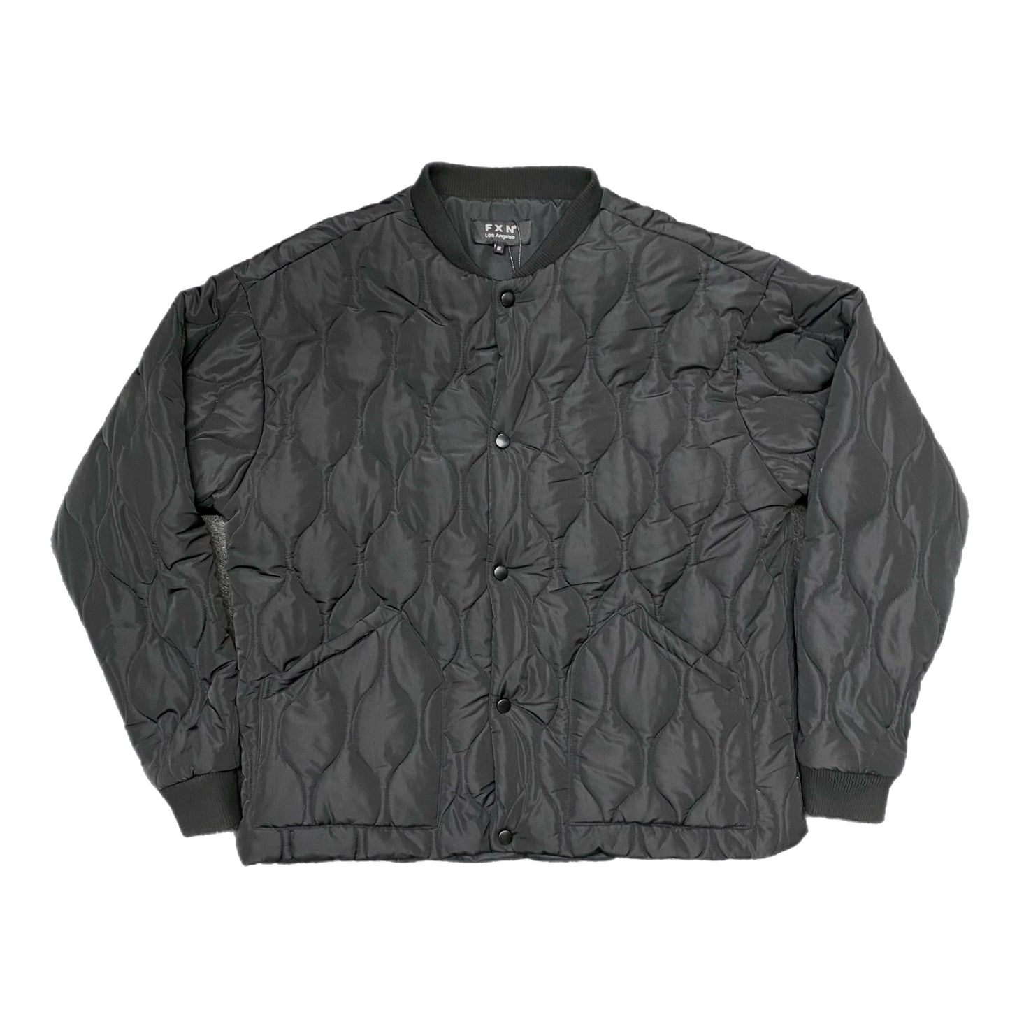 QUILTED SNAP JACKET - BLACK