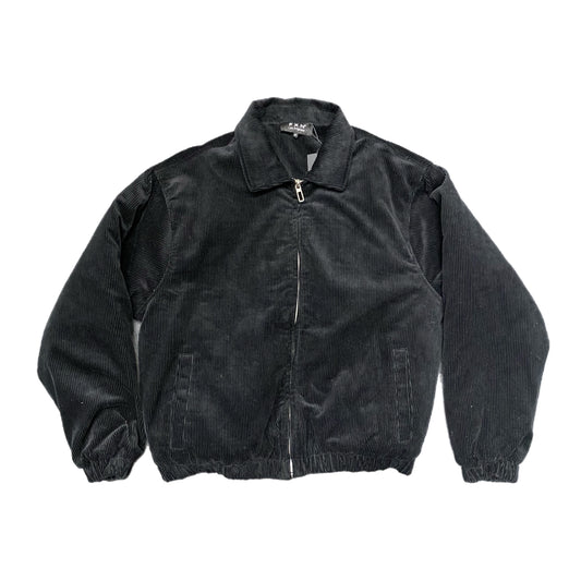 CORDUROY ZIP JACKET - BLACK