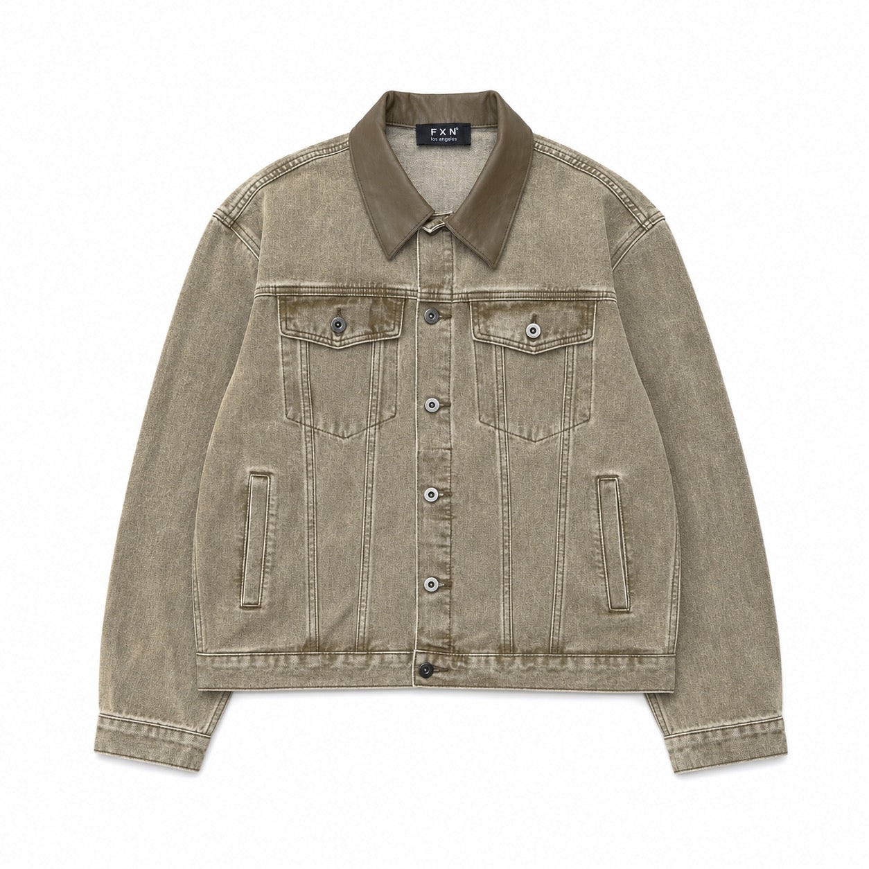 LEATHER COLLAR JACKET - BROWN