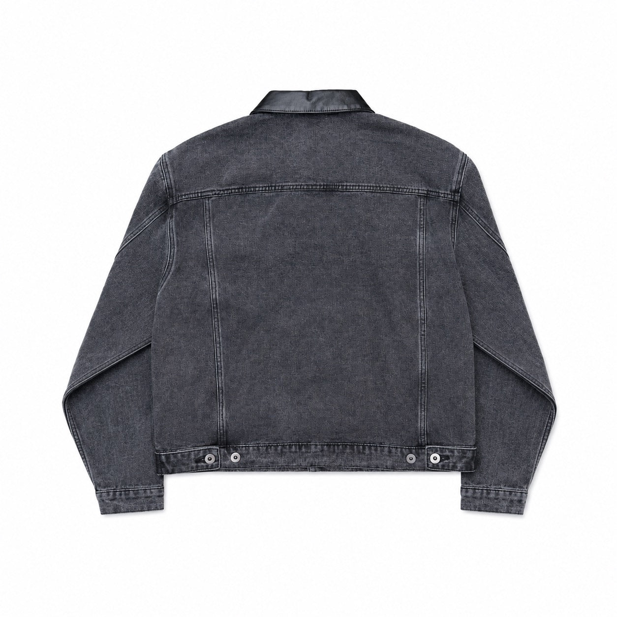 LEATHER COLLAR JACKET - BLACK