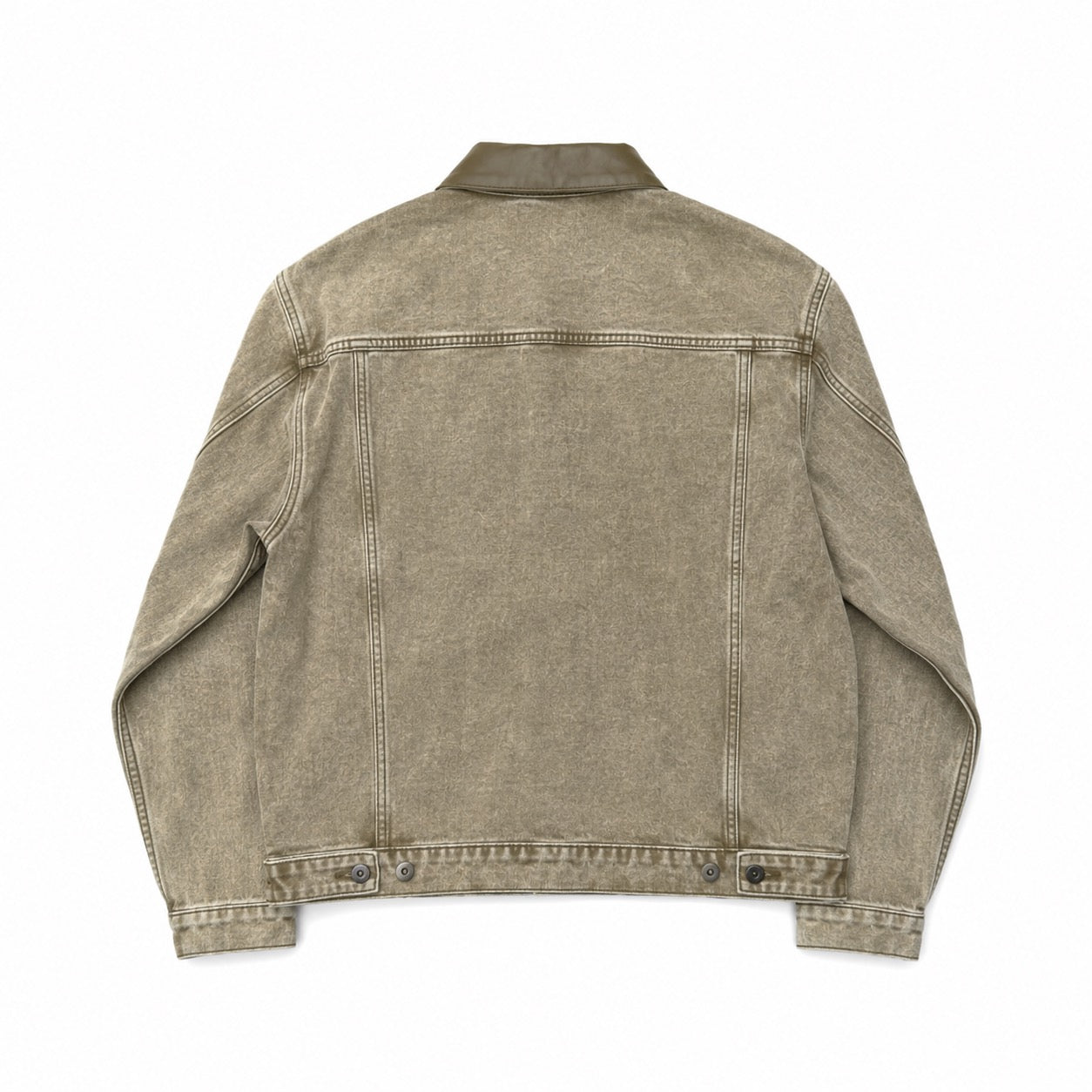 LEATHER COLLAR JACKET - BROWN