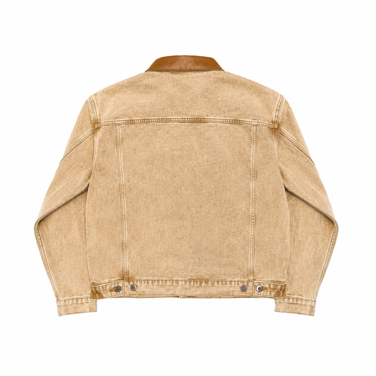 LEATHER COLLAR JACKET - TAN