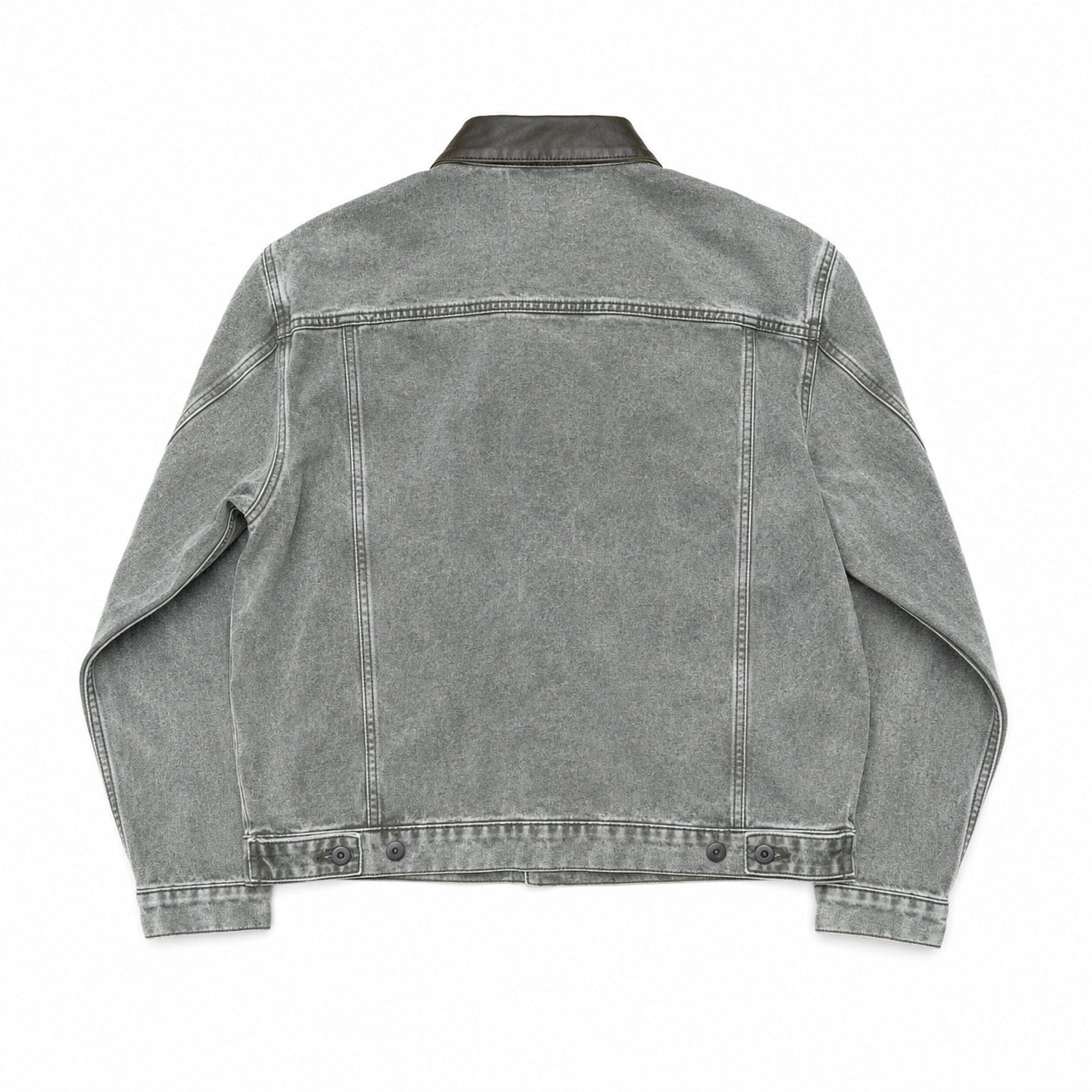 LEATHER COLLAR JACKET - OLIVE