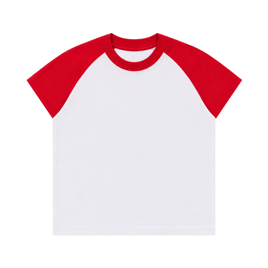 RAGLAN CROP MUSCLE TEE - RED
