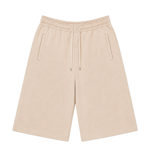 EXTRA BAGGY FRENCH TERRY SHORTS - TAN