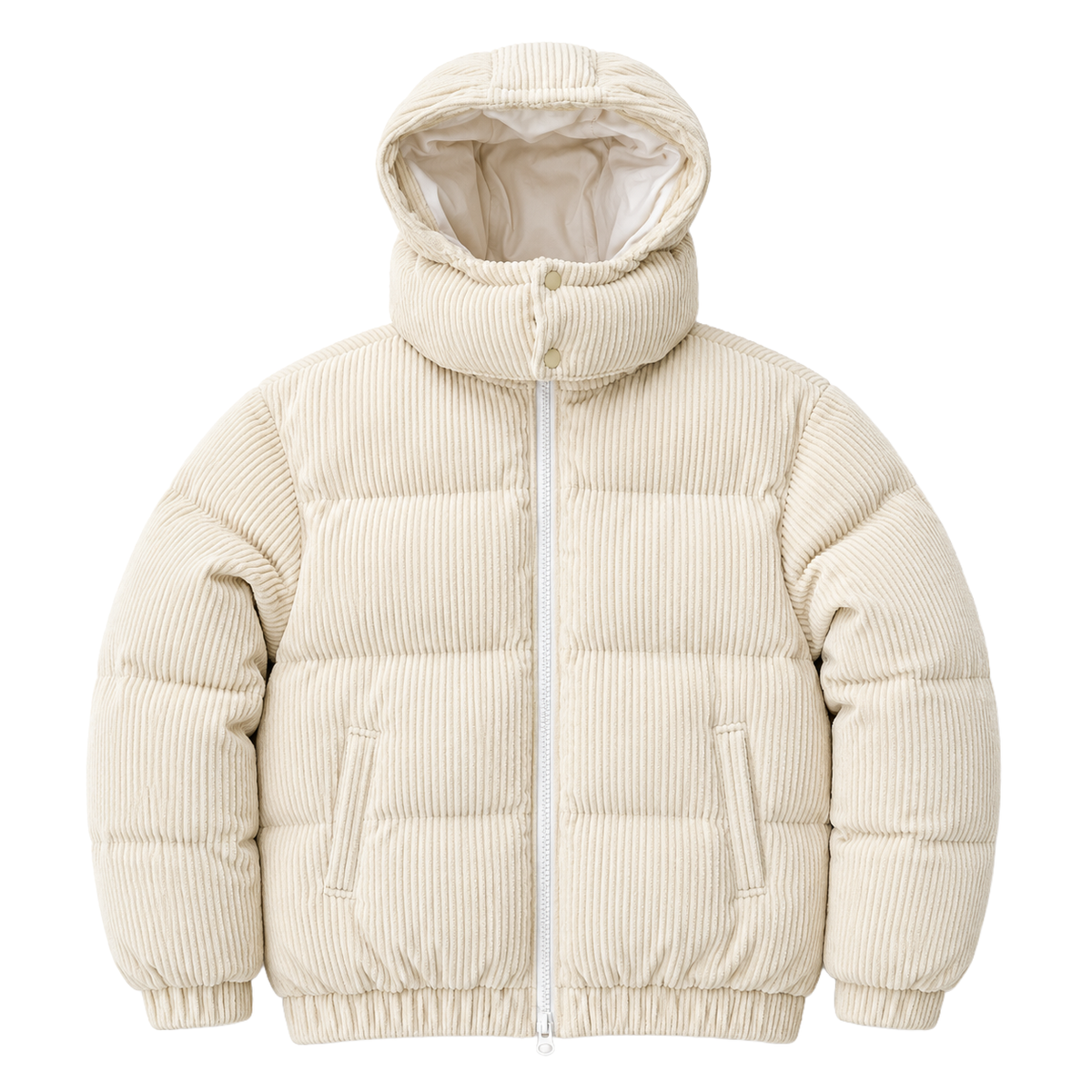 HOODED CORDUROY PUFF JACKET