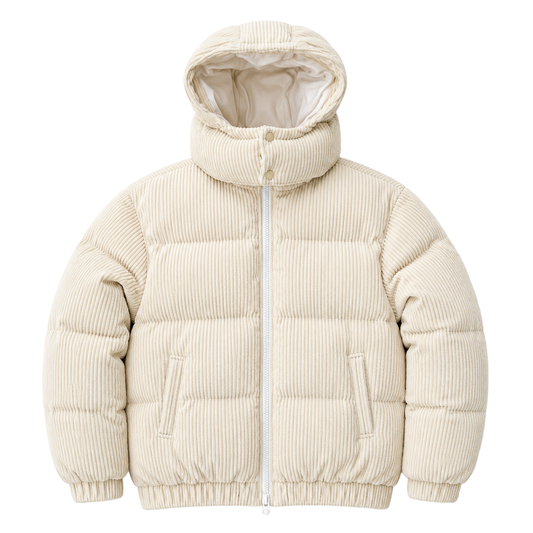 HOODED CORDUROY PUFF JACKET