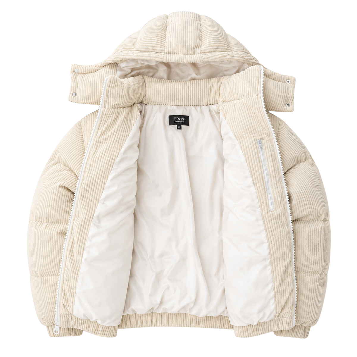 HOODED CORDUROY PUFF JACKET