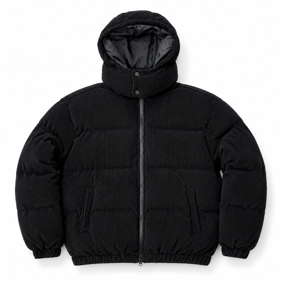 HOODED CORDUROY PUFF JACKET