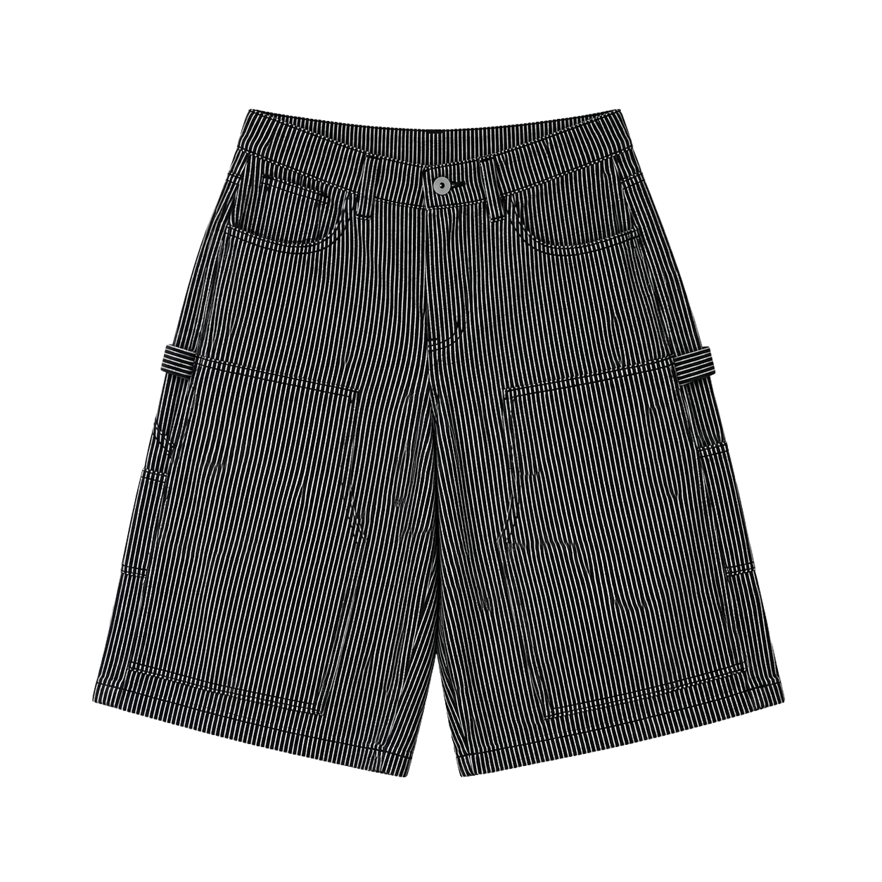 WASHED HICKORY DOUBLE KNEE SHORTS - BLACK