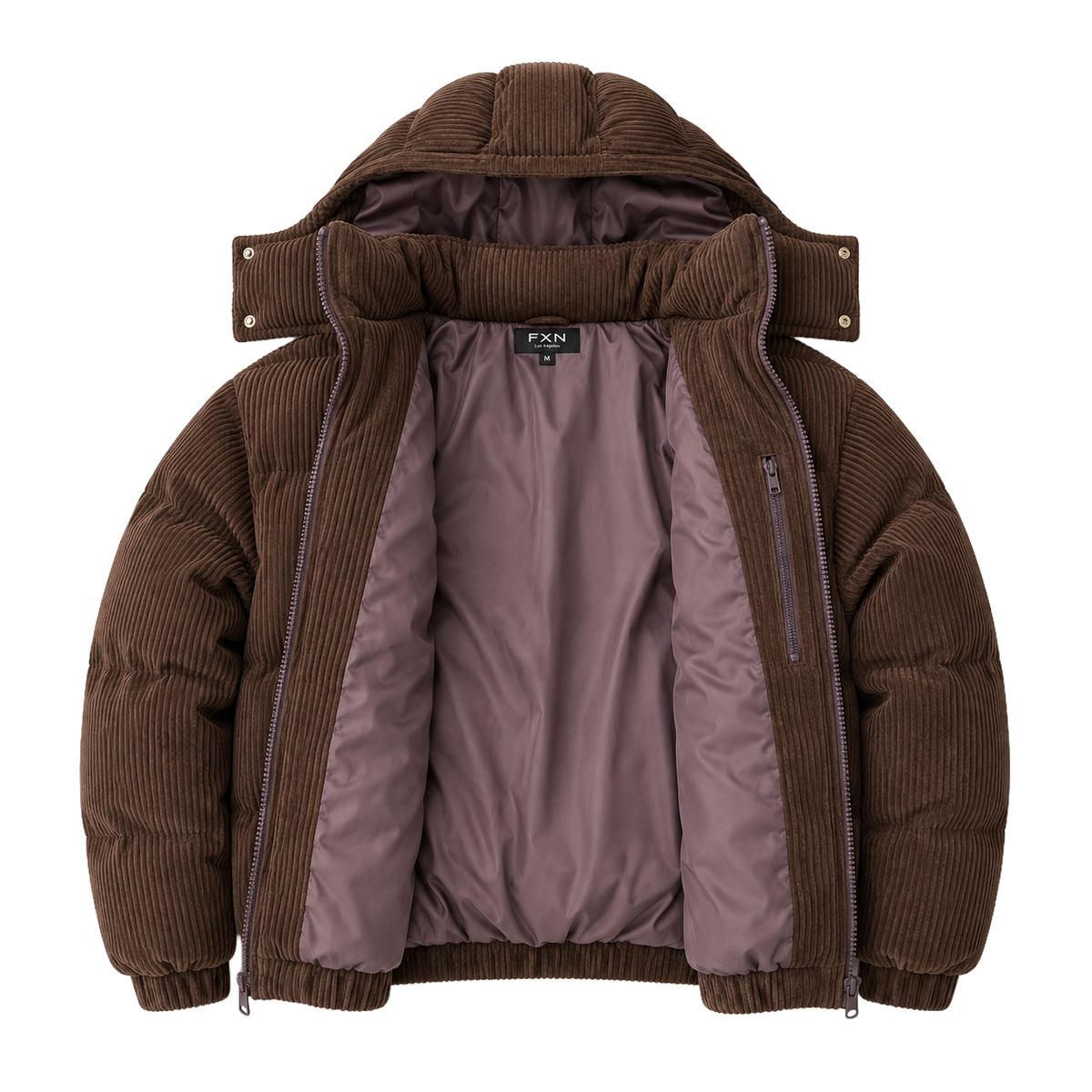 HOODED CORDUROY PUFF JACKET