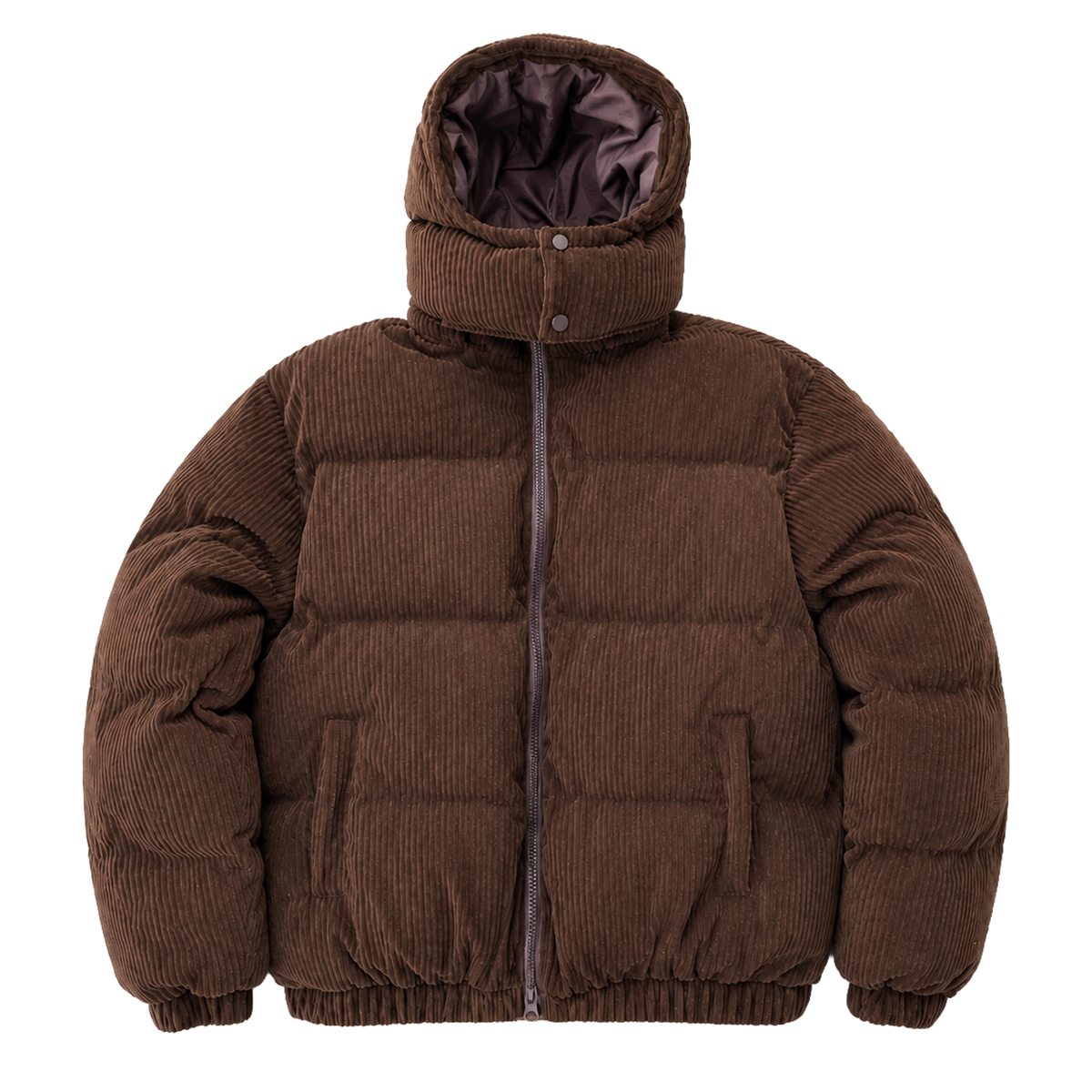 HOODED CORDUROY PUFF JACKET