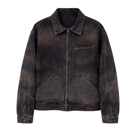 DIRTY DENIM WORK JACKET - BLACK