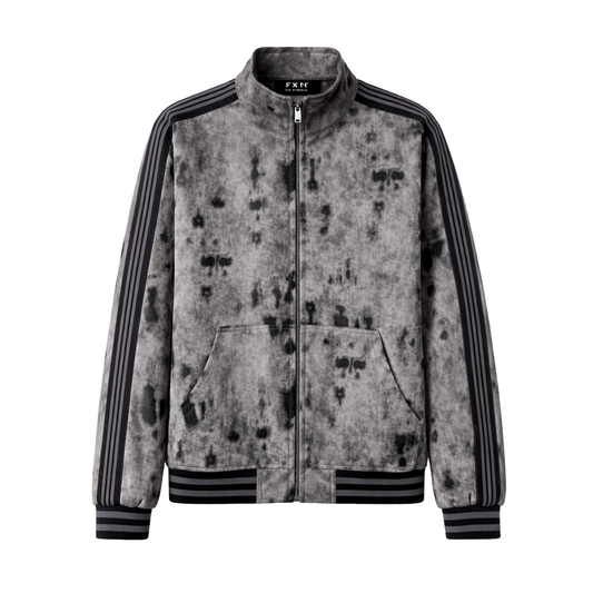 CHEETAH DENIM TRACK JACKET - CHARCOAL