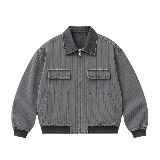 PINSTRIPE VINTAGE WORK JACKET - CHARCOAL