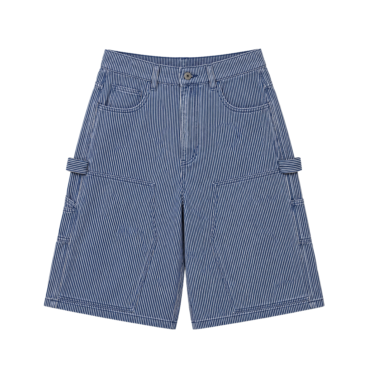 WASHED HICKORY DOUBLE KNEE SHORTS - BLUE