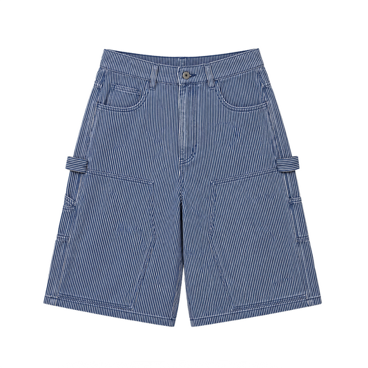 WASHED HICKORY DOUBLE KNEE SHORTS - BLUE