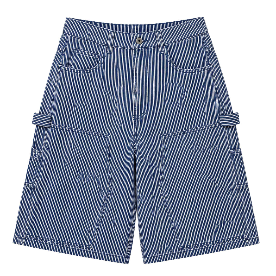 WASHED HICKORY DOUBLE KNEE SHORTS