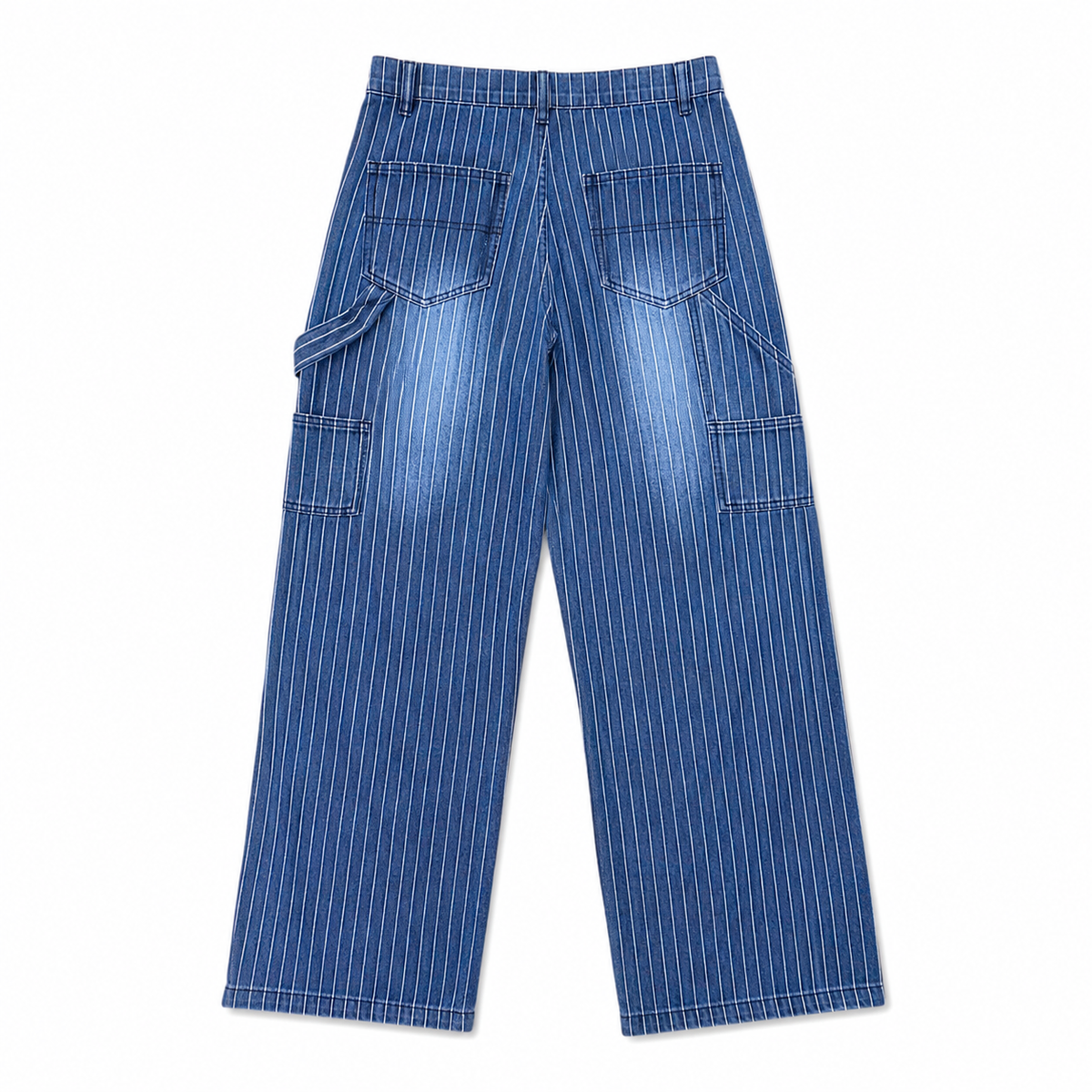 WASHED PINSTRIPE CARPENTER PANTS