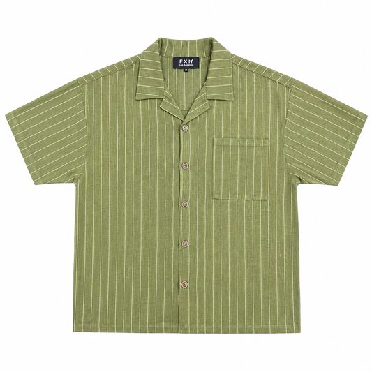 PINSTRIPE LINEN SHORT SLEEVE SHIRT