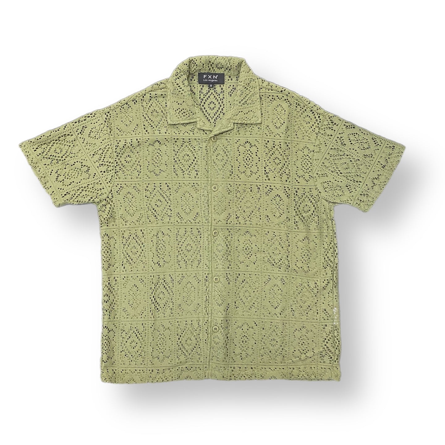 LACE SHORT SLEEVE SHIRT - OLIVE