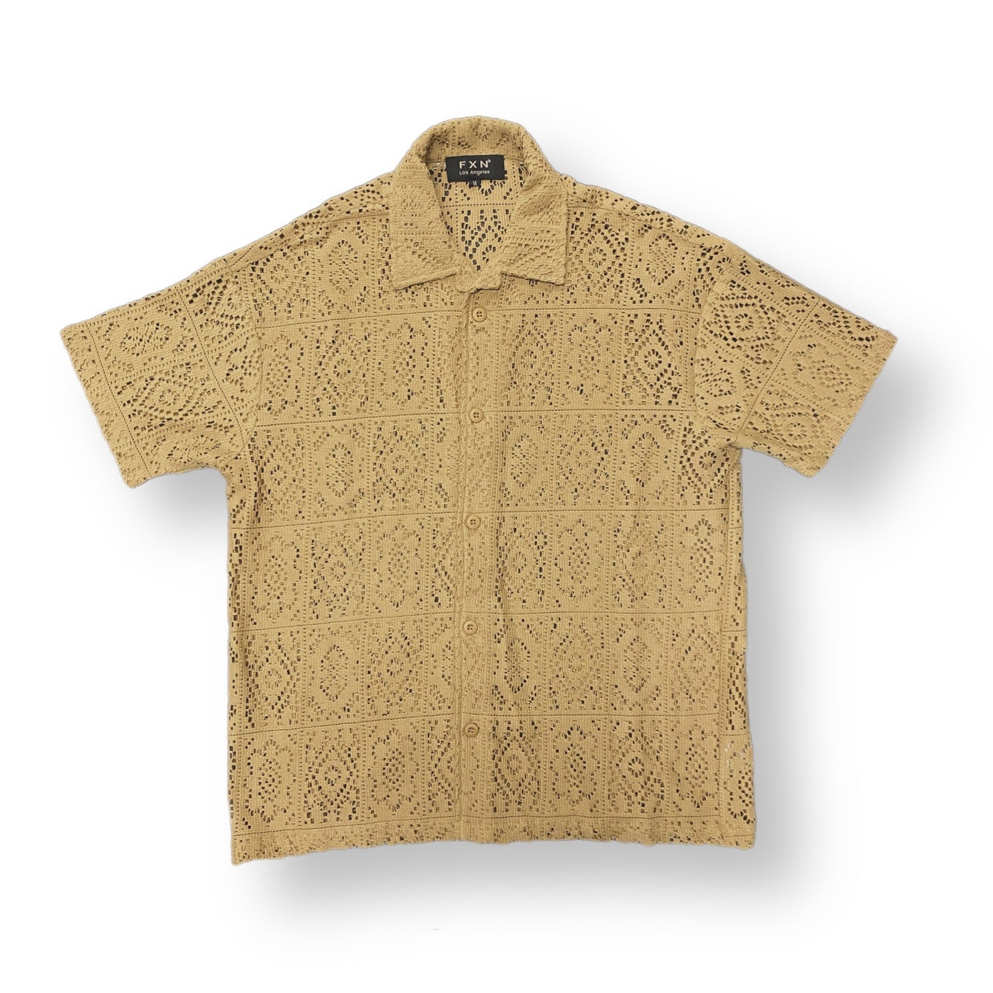 LACE SHORT SLEEVE SHIRT - BROWN