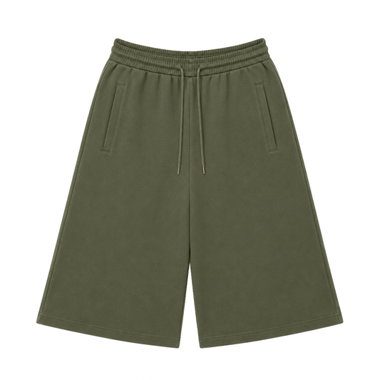EXTRA BAGGY FRENCH TERRY SHORTS - OLIVE