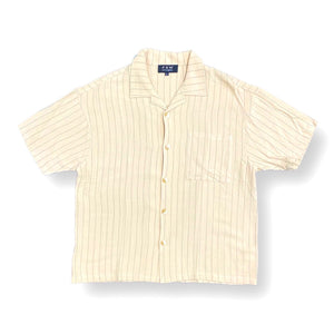 PINSTRIPE LINEN SHORT SLEEVE SHIRT -  IVORY