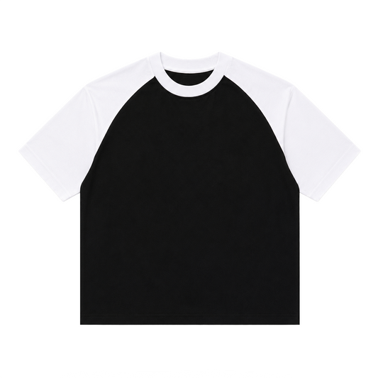 RAGLAN TEE - BLACK WHITE SLEEVE