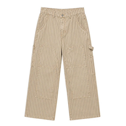 PINSTRIPE VINTAGE WORK PANT - BEIGE