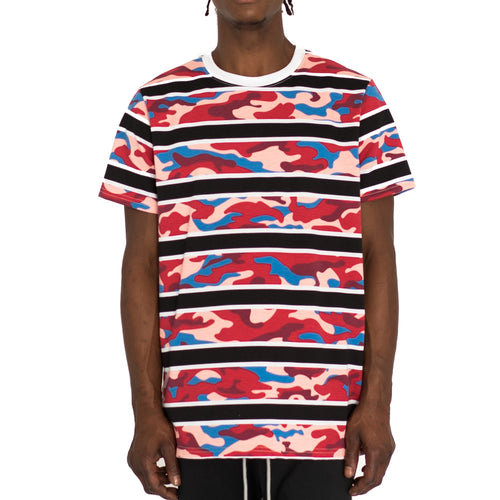 CAMO STACK RUGBY TEE - RED/BLUE/BLACK - FXN menswear